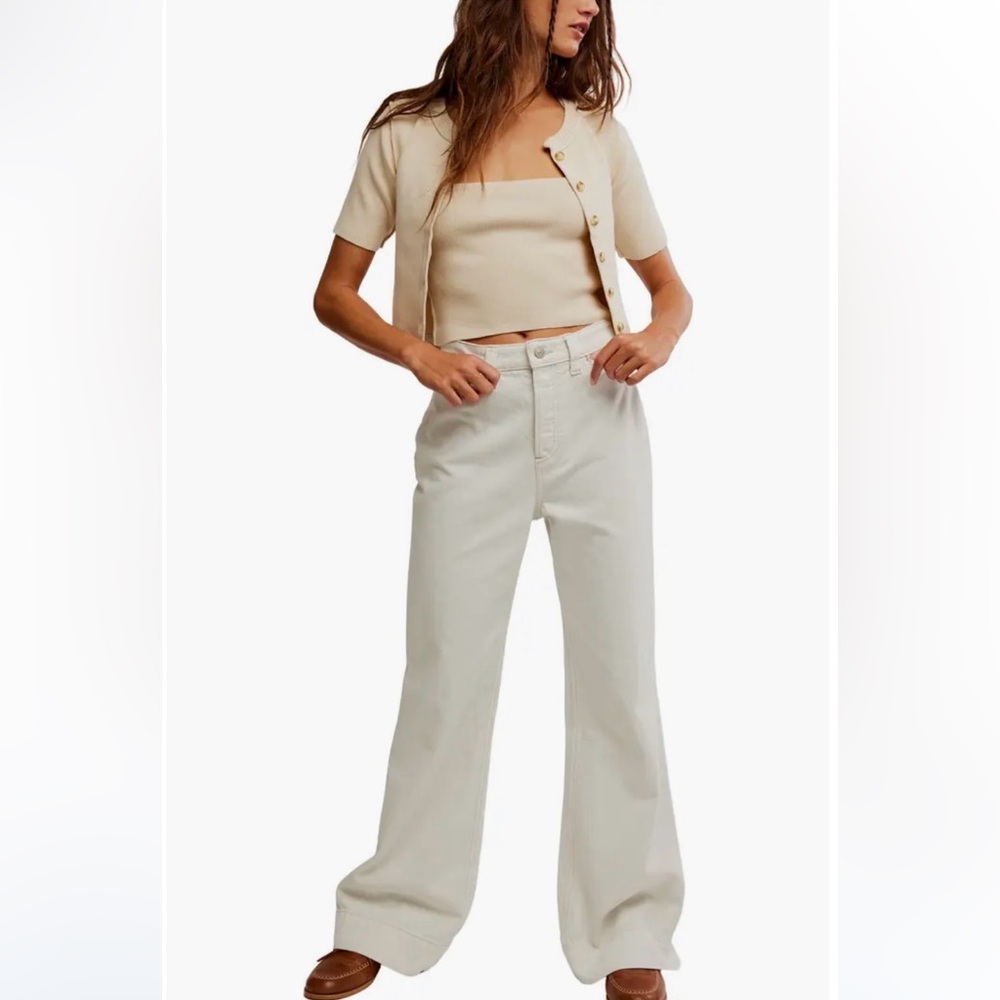 Free People We The Free Cerine Button Fly High Rise Bootcut Wide Leg Jeans